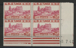 TUNISIE N° 235 Bloc Avec Coin Daté Du 30/7/42 Neuf Sans Charnière ** (MNH) TB - Unused Stamps