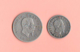 Italia 50 Centesimi + 1 Lira 1967 Milano Rè Vittorio Emanuele II° Italie Italy     ∇ 9 - 1861-1878 : Vittoro Emanuele II