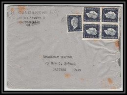 2259 Lettre (cover) N°684 Dulac X5 Dont Bloc 4 Marseille Bouches Du Rhone Pour Castres Tarn  - 1944-45 Marianne (Dulac)