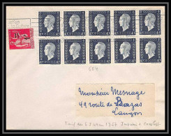 2267 Lettre (cover) N°684 Dulac Bloc 10 X10 + Paix Affranchissement Mixte Rare Pour Langon Gironde  - 1944-45 Marianne (Dulac)