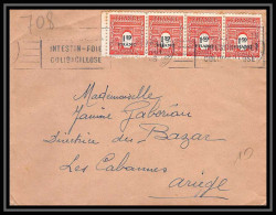 2591 France N°708 Arc De Triomphe 02/08/1948 Bande De 4 Lettre (cover) Pour Les Cabannes Arège  - 1944-45 Triumphbogen