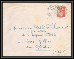 5900 TYPE Iris N° 652 1944 Isère ST JEAN DE MOIRANS Cachet Perlé Pour L'Abbé Thomas Miribel Ain Lettre (cover) - 1939-44 Iris