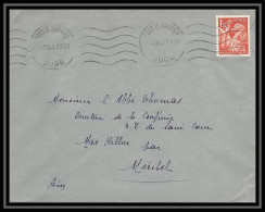 5911 TYPE Iris N° 652 1944 JURA LONS L SAUNIER Pour L'Abbé Thomas Miribel Ain Lettre (cover) - 1939-44 Iris