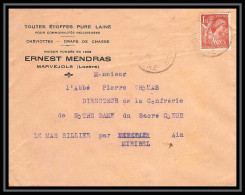 5915 TYPE Iris N° 652 1944 LOZERE Pour L'Abbé Thomas Miribel Ain Lettre (cover) - 1939-44 Iris