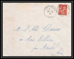 5937 TYPE Iris N° 652 1944 Ain ARTEMARE Pour L'Abbé Thomas Miribel Ain Lettre (cover) - 1939-44 Iris