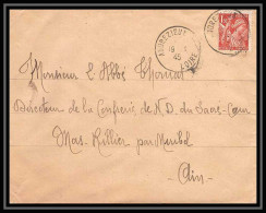5953 TYPE Iris N° 652 1945 Loire Andrézieux Bouthéon Pour L'Abbé Thomas Miribel Ain Lettre (cover) - 1939-44 Iris