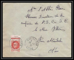 6186/ France Lettre (cover) N°517 Pétain 1942 Montbrison Loire Pour Miribel AIN (abbé Thomas) - 1941-42 Pétain