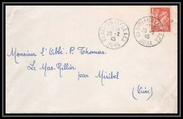 6272/ France Lettre (cover) N°652 Iris 1945 Clairvaux-les-Lacs Jura Pour Miribel AIN (abbé Thomas) - 1939-44 Iris