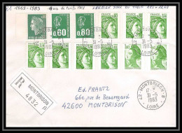 6493/ France Lettre (cover) Montbrison Loire 31/5/1983 Superbe Affranchissement Vert Bequet Sabine Marianne - 1971-1976 Marianne Van Béquet