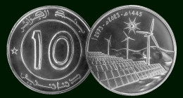 Lot De Deux  Pièces De 10 Dinars Algériens "Energies Renouvelables" De 2973 - 2023 -1445 (FDC Issue D'un Rouleau) - - Algerien