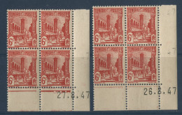 TUNISIE N° 290A 2 Blocs Avec Coin Daté 26/8/47, 27/8/47 Neufs ** Sans Charnière (MNH) TB - Unused Stamps