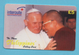 UK  Prepaid Phonecard  POPE - VERY RARE - Personnages