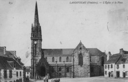 LANDIVISIAU - L'Eglise Et La Place - Epicerie, Débit De Boissons, Faïence Et Verrerie - Landivisiau