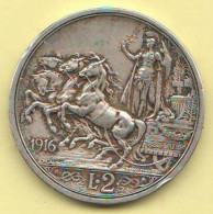 Italia 2 Lire 1916 Vittorio Emanuele III° Italy Italie Silver Coin Quadriga Briosa - 1900-1946 : Victor Emmanuel III & Umberto II