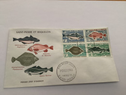 Enveloppe 1er Jour Saint-pierre Et Miquelon Poissons 1972 - FDC