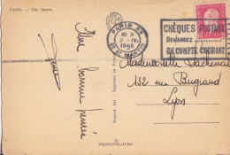 CP (L'Opéra) Obl. Flier Paris 88 Le 2 IV 45 Sur 1f50 Dulac Rose N° 691 (Tarif Du 1/3/45) - 1944-45 Marianne (Dulac)