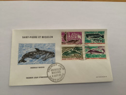 Enveloppe 1er Jour Animaux Marins 1969 Saint-pierre Et Miquelon - FDC