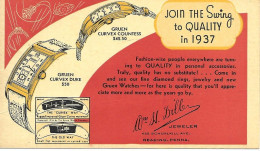 Montres Gruen 1937 Etats-Unis Entier Postal Illustre Voyagé Voir 2 Scan - Orologeria