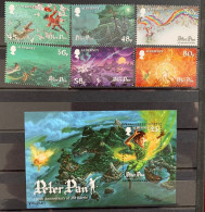 Alderney 2010, 150th Birthday Of James Natthew Barrie - Peter Pan, MNH S/S And Stamps Set - Alderney