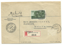 Liechtenstein Mi-Nr.163 Freimarke 1938 R-Brief TRIESENBERG Nach Meride - Storia Postale