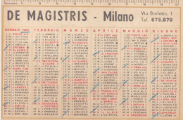 Calendarietto - De Magistris - Milano - Anno 1962 - Formato Piccolo : 1961-70