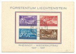 Liechtenstein Mi-Nr.152-55 Arbeitsbeschaffung 1937 Sonderkarte "Rheinnot-Wiederaufbau" - Briefe U. Dokumente