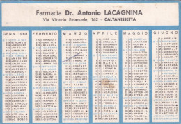 Calendarietto - Farmacia Dr.antonio Lacagnina - Caltanissetta - Anno 1968 - Small : 1961-70