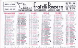 Calendarietto - Forniture Elettriche - Fratelli Panzera - Messina - Catania - Anno 1968 - Petit Format : 1961-70