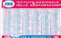 Calendarietto - I.n.a. Le Assicurazioni D'italia- Anno 1962 - Petit Format : 1961-70