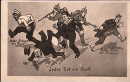 ! Alte Ansichtskarte Deutsche Propaganda, 1. Weltkrieg, Russen, Briten, Franzosen, Feldpost 1914, Militaria - Guerra 1914-18