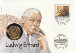 1988, Coincard, Ludwig Erhard - Coin Envelopes
