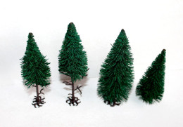 BUSCH LOT De 4 ARBRE SAPIN VEGETAUX HO DECOR PAYSAGE, 9 A 13,5cm MINIATURE TRAIN - MODELISME FERROVIAIRE  (1712.283) - Decoración