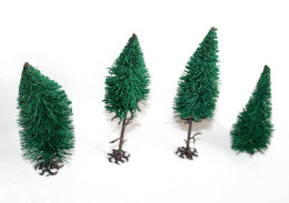 BUSCH LOT De 4 ARBRE SAPIN VEGETAUX HO DECOR PAYSAGE, 9,5 A 14cm MINIATURE TRAIN - MODELISME FERROVIAIRE  (1712.284) - Versieringen