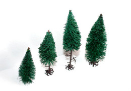 BUSCH LOT 4 ARBRE SAPIN VEGETAUX, HO DECOR PAYSAGE, 8,5 A 14,5cm MINIATURE TRAIN - MODELISME FERROVIAIRE  (1712.286) - Decorazione