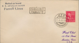 1951 CORREO MARÍTIMO , MAT. " PAQUEBOT / PAQUETE / LOURENÇO MARQUÉS  " , A BORDO DEL S.S. AFRICAN MOON , FARRELL LINES - Brieven En Documenten