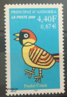 Andorra (French Post) 2000, Bird - Sparrow, MNH Single Stamp - Unused Stamps
