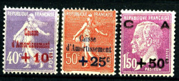 249 / 251 - 2° Série Caisse D'Amortissement - Complet 3 Valeurs - Neufs N* - Très Beaux - 1927-31 Caisse D'Amortissement