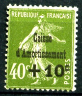 253 -  +10c Sur 40c Vert Semeuse Caisse D'Amortissement - Neuf N* - Très Beau - 1927-31 Caisse D'Amortissement