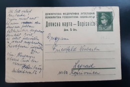 YUGOSLAVIA Tito 5 Din Novi Becej 21.9.1945 Postal Stationery Card With Text In Serbian/Croatian - Interi Postali