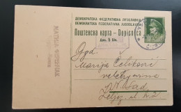 YUGOSLAVIA Tito Overprint 1.50 On 5 Dinars Stationery Card CURUG 2.4.1947 - Entiers Postaux
