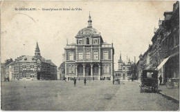 SAINT-GHISLAIN - Grand'Place Et Hôtel De Ville ( Attelages+ Charette à Bras ) - Saint-Ghislain