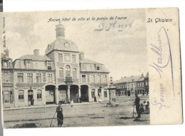 SAINT-GHISLAIN - Ancien Hôtel De Ville Et La Pompe De L'ourse - Saint-Ghislain