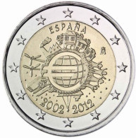 España  2012  2 Euros  X Aniversario Del Euro  Nueva  New  SC - Espagne