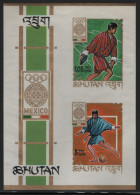 Bhutan 1968 MNH Sc 97h Discus, Soccer Mexico Olympics Imperf Sheet Of 2 - Bhoutan