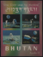 Bhutan 1969 MNH Sc 108n 25ch, 45ch, 50ch, 1.75nu Apollo 11 Sheet Of 4 - Bhoutan