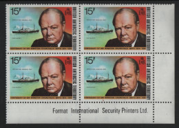 British Antarctic Territory 1974 MNH Sc 63 15p Churchill LR Corner Block - Ongebruikt