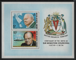 British Antarctic Territory 1974 MNH Sc 63a Churchill Sheet Of 2 - Unused Stamps