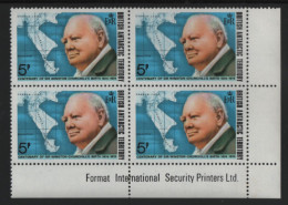 British Antarctic Territory 1974 MNH Sc 62 5p Churchill LR Corner Block - Nuevos