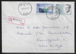 Belgium. Stamps Mi. 2479, Mi. 2189 On Registered Letter Sent From Menen On 10.12.1991 For Kortrijk. - Covers & Documents