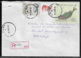 Belgium. Stamps Mi. 2188, Mi. 2179, Mi. 2438 On Registered Letter Sent From Lauwe On 4.10.1990 For Kortrijk. - Cartas & Documentos
